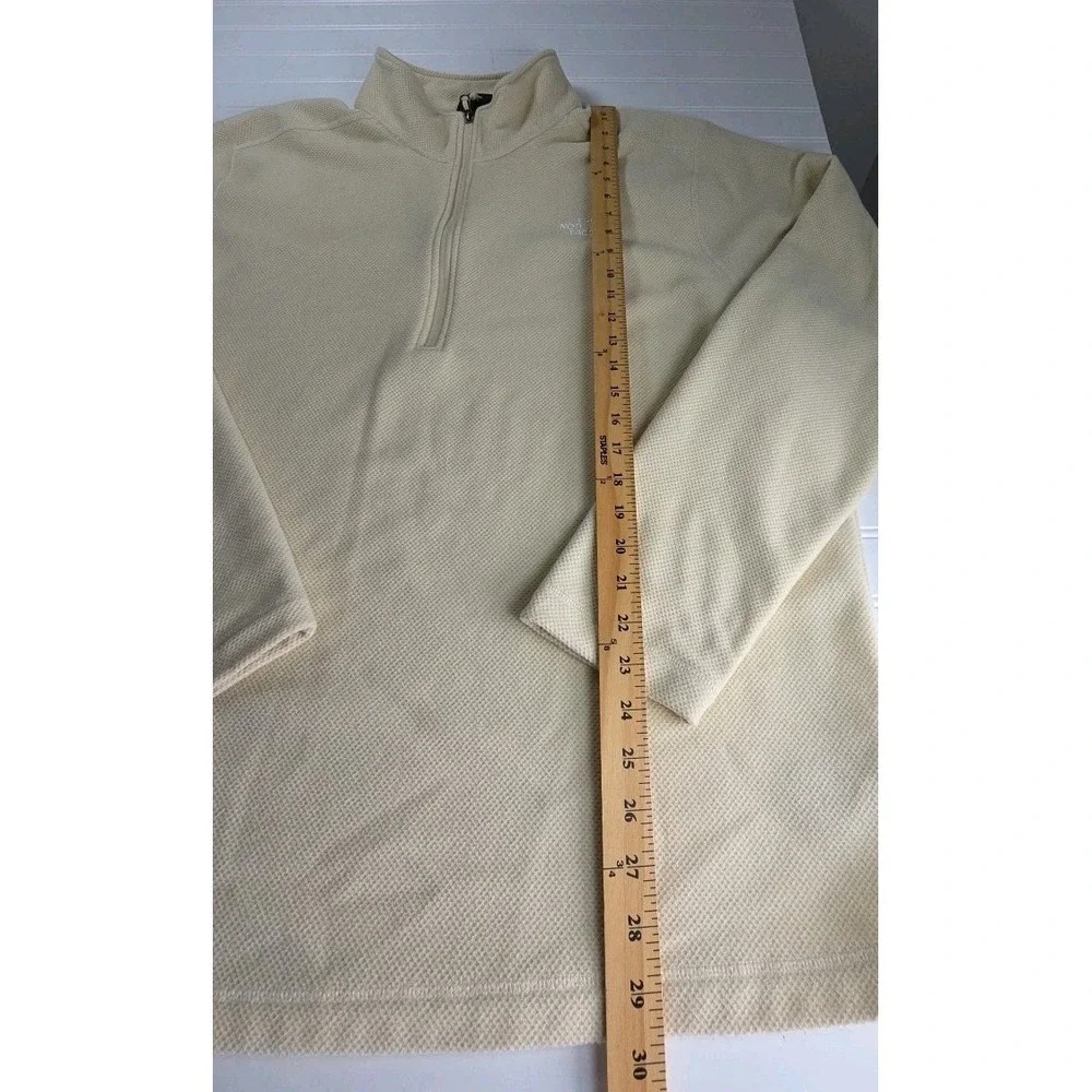 The North Face Men's 1/4 Zip Waffle Fleece Logo PULLOVER CREAM SOFT SIZE 2XL